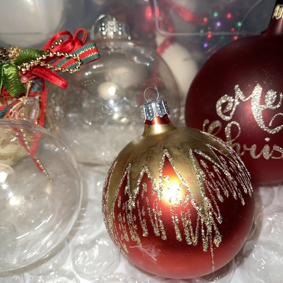 Vintage 4in Embellished Mixed Lot Blown Glass Christmas Ornaments 3E33 - Picture 4 of 11